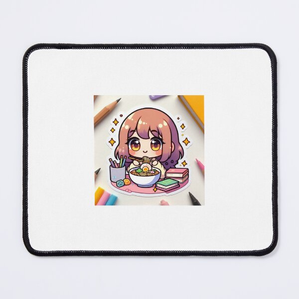 Item preview, Anime Girl Eating Ramen Studying Sticker | Kawaii Study Ramen Sticker designed and sold by PastelPawsArt.