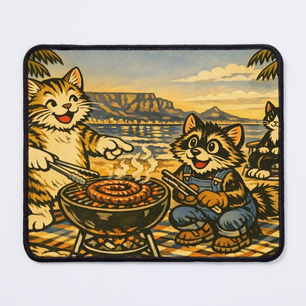 Item preview, 4th of July Sausage Cookout Cat Beach Sticker designed and sold by Tijger Cats.