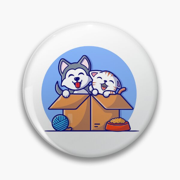 Item preview, Cute Dog and Cat Friends Playing in Cardboard Box designed and sold by cbarilnb.