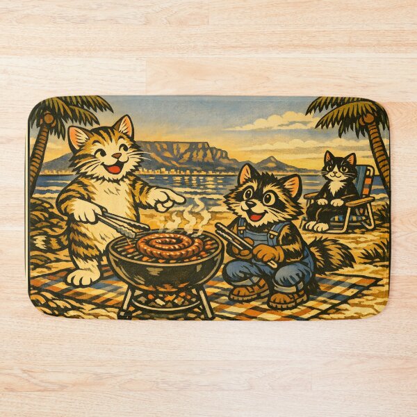 Item preview, 4th of July Sausage Cookout Cat Beach Sticker designed and sold by Tijger Cats.