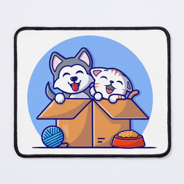 Item preview, Cute Dog and Cat Friends Playing in Cardboard Box designed and sold by cbarilnb.