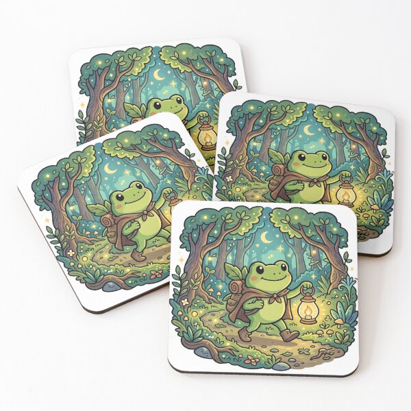 Item preview, Lantern Frog in Magical Forest – Whimsical Fantasy Cartoon Adventure designed and sold by ArtsyExplorer.