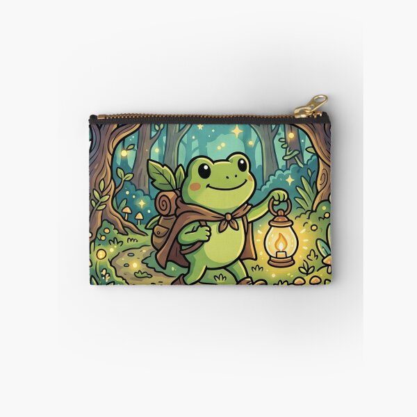 Item preview, Lantern Frog in Magical Forest – Whimsical Fantasy Cartoon Adventure designed and sold by ArtsyExplorer.