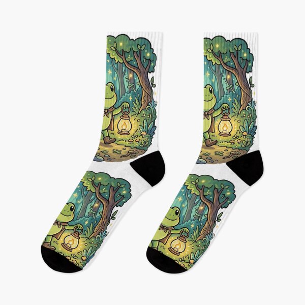 Item preview, Lantern Frog in Magical Forest – Whimsical Fantasy Cartoon Adventure designed and sold by ArtsyExplorer.