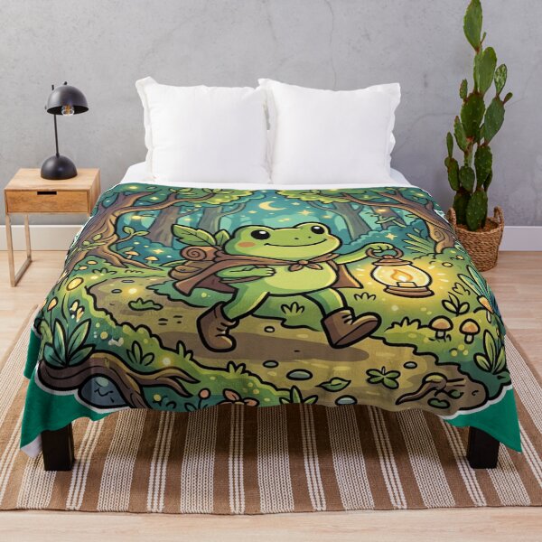 Item preview, Lantern Frog in Magical Forest – Whimsical Fantasy Cartoon Adventure designed and sold by ArtsyExplorer.