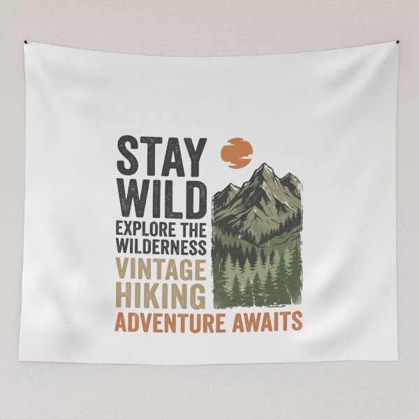 Item preview, Stay Wild Explore The Wilderness Vintage Hiking Adventure Awaits Outdoor Hiker Explorer designed and sold by Simsimah26Parks.