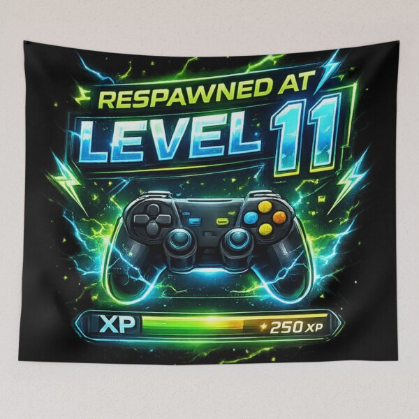Item preview, Respawned at Level 11 Gaming Birthday – Funny Gamer Controller Design designed and sold by MartBook.