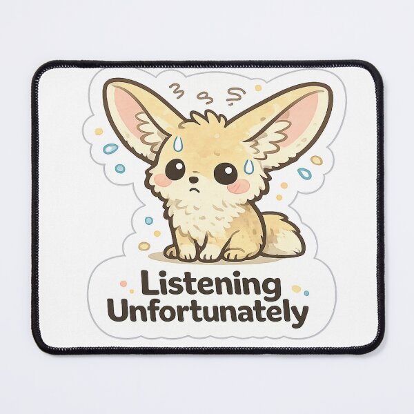 Item preview, Listening Unfortunately Fennec Fox Meme | Cute Relatable Animal Sticker Design designed and sold by BabyStark.