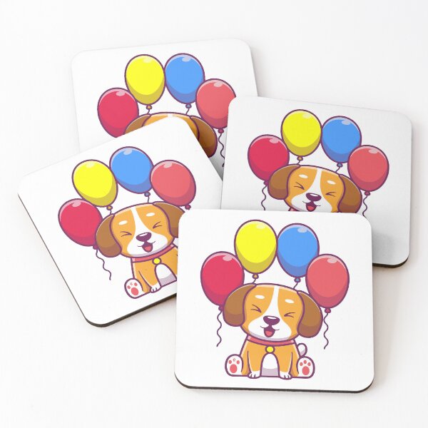 Item preview, Cute Puppy Dog with Colorful Balloons Cartoon designed and sold by cbarilnb.