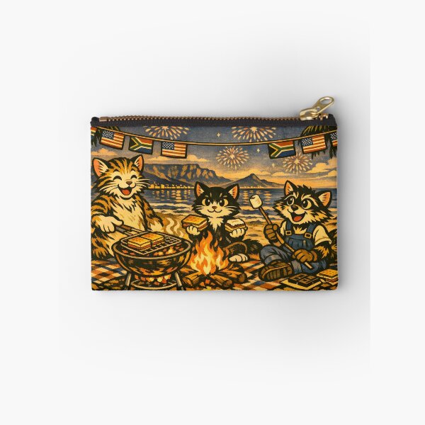 Item preview, 4th of July S’mores Campfire Cat Beach Sticker designed and sold by Tijger Cats.