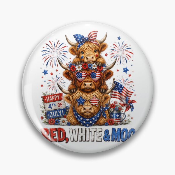 Item preview, Happy 4th Of July! Red, White & Moo Highland Cow American Patriot Independence Day designed and sold by GrumpySableye.