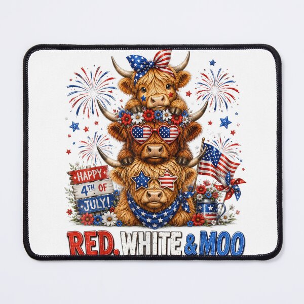 Item preview, Happy 4th Of July! Red, White & Moo Highland Cow American Patriot Independence Day designed and sold by GrumpySableye.