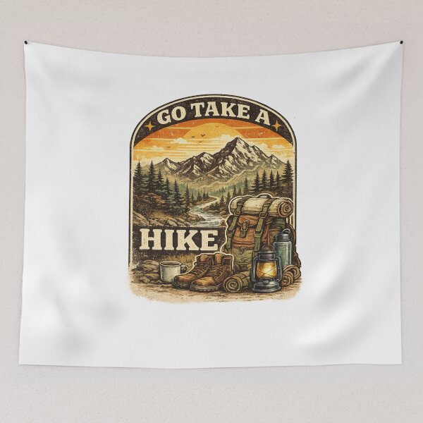 Item preview, Go Take A Hike Vintage Mountain Camping Design designed and sold by Artbysarmina.