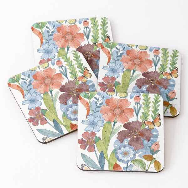 Item preview, Watercolor Botanical Garden Butterflies Dragonflies Floral designed and sold by Fariks.
