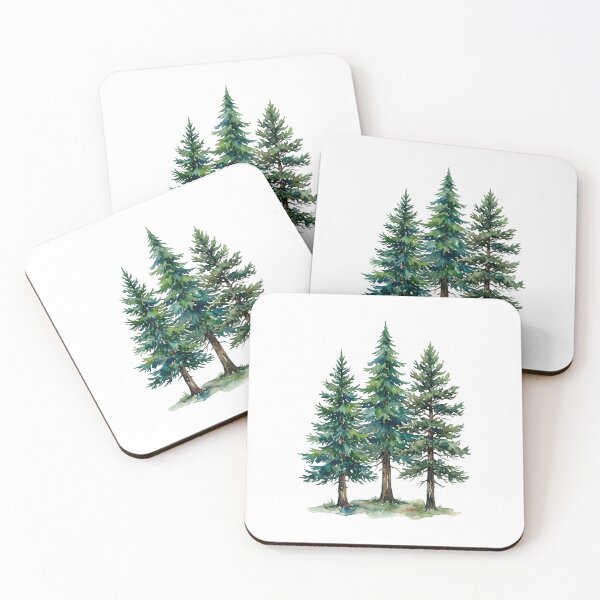 Item preview, Evergreen Trees Watercolor Painting  designed and sold by SOUFIANE1991.