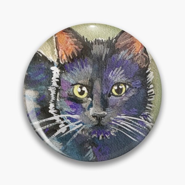 Item preview, Black cat watercolor portrait designed and sold by Nelkinsb.