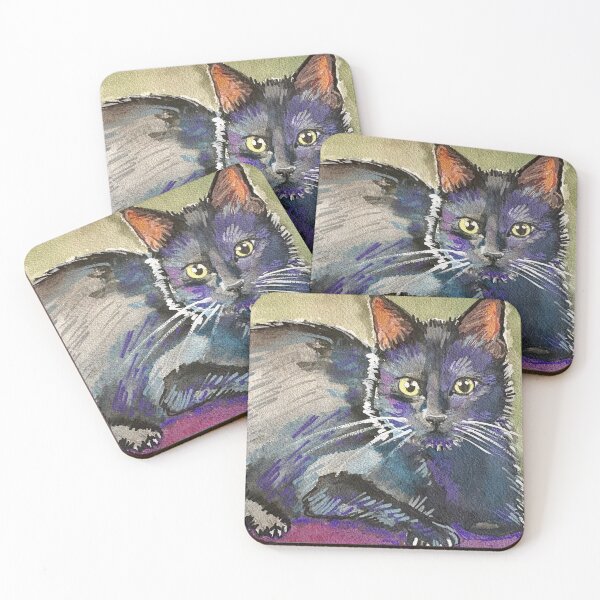 Item preview, Black cat watercolor portrait designed and sold by Nelkinsb.