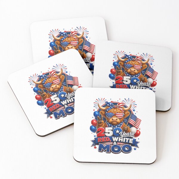 Item preview, Highland Cow 250 Years Red, White & Moo Patriotic USA Independence Day Anniversary designed and sold by GrumpySableye.
