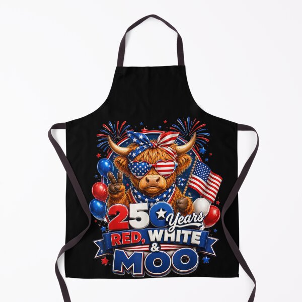 Item preview, Highland Cow 250 Years Red, White & Moo Patriotic USA Independence Day Anniversary designed and sold by GrumpySableye.