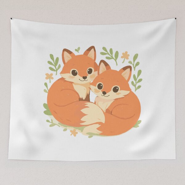 Item preview, Two cute foxes snuggled up in the forest designed and sold by Pineapple-Tree.