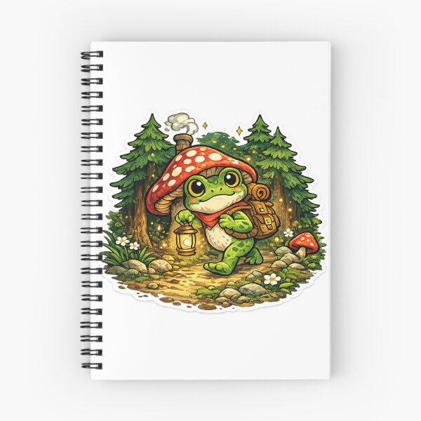 Item preview,  Frog holding lantern walking through magical forest– Whimsical Fantasy Cartoon Adventure designed and sold by ArtsyExplorer.