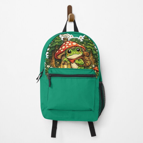 Item preview, Frog holding lantern walking through magical forest– Whimsical Fantasy Cartoon Adventure designed and sold by ArtsyExplorer.