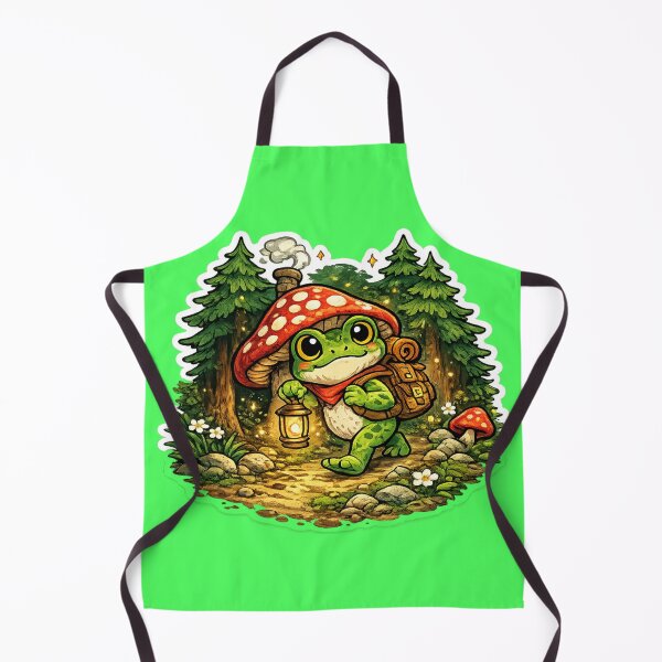 Item preview, Frog holding lantern walking through magical forest– Whimsical Fantasy Cartoon Adventure designed and sold by ArtsyExplorer.
