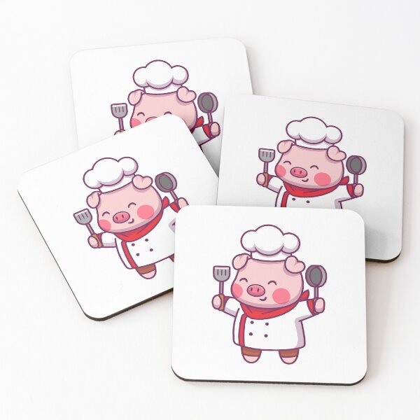Item preview, Cute Pig Chef Holding Spatula and Pan designed and sold by cbarilnb.