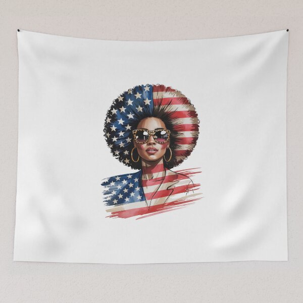 Item preview, Woman with American Flag Afro designed and sold by jkrphoto.