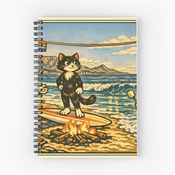 Item preview, 4th of July Beach Bonfire Surf Cat Sticker designed and sold by Tijger Cats.