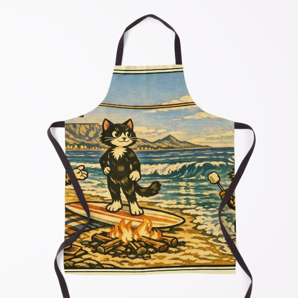 Item preview, 4th of July Beach Bonfire Surf Cat Sticker designed and sold by Tijger Cats.