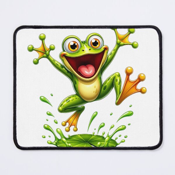 Item preview, Leaping Playful 3D Cartoon Amphibian Positive Vibes designed and sold by LunaPixelStudio.
