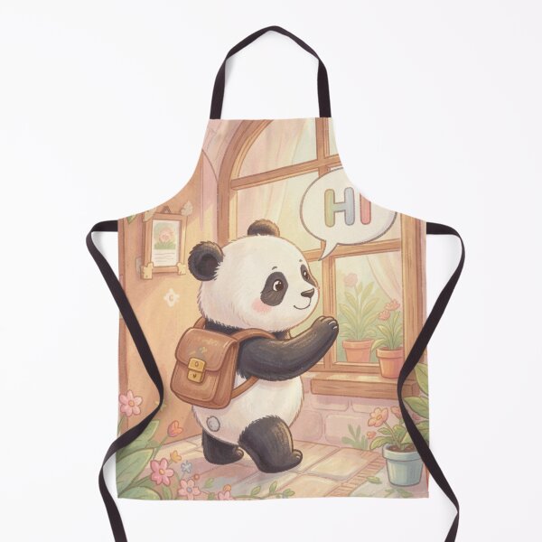 Item preview, Cute Kawaii Panda with Backpack Saying Hi designed and sold by SoftAuraStudi0.