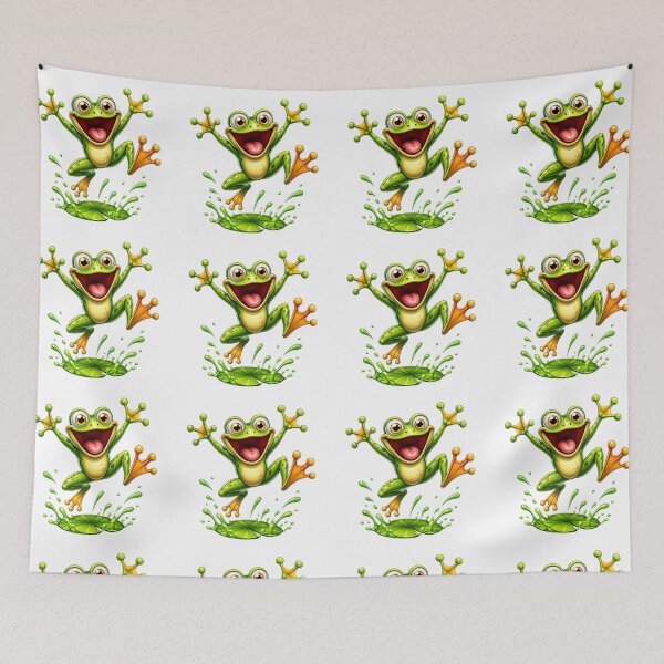 Item preview, Leaping Playful 3D Cartoon Amphibian Positive Vibes designed and sold by LunaPixelStudio.