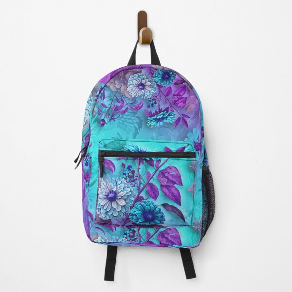 Item preview, Purple teal garden with flowers and birds designed and sold by augustinet.