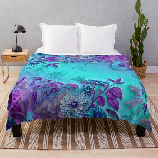 Item preview, Purple teal garden with flowers and birds designed and sold by augustinet.