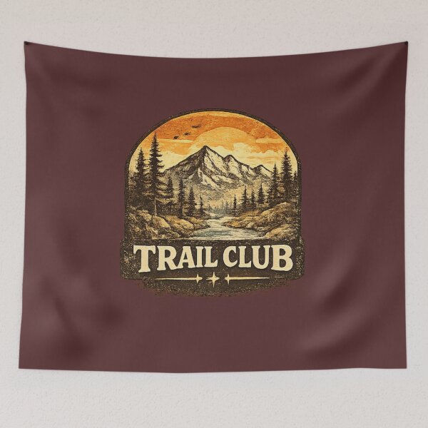 Item preview, Vintage Trail Club Mountain Adventure Hiking Design designed and sold by Artbysarmina.