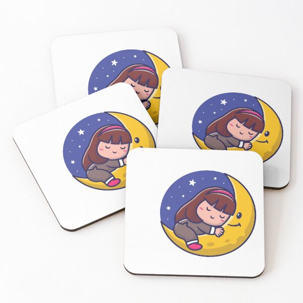 Item preview, Cute Little Girl Sleeping on Crescent Moon designed and sold by cbarilnb.