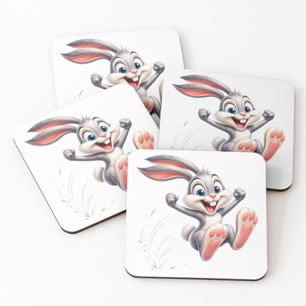 Item preview, Rabbit Jumping Playful 3D Cartoon Animal Positive Vibes designed and sold by LunaPixelStudio.