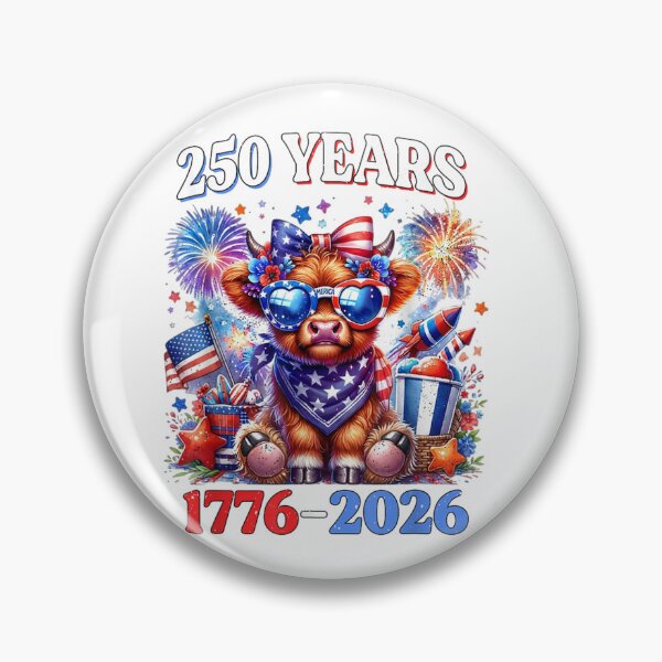 Item preview, 250 Years 1776-2026 Highland Cow Patriotic American Independence Day designed and sold by GrumpySableye.