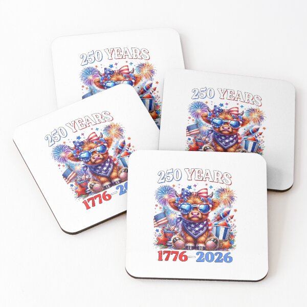 Item preview, 250 Years 1776-2026 Highland Cow Patriotic American Independence Day designed and sold by GrumpySableye.