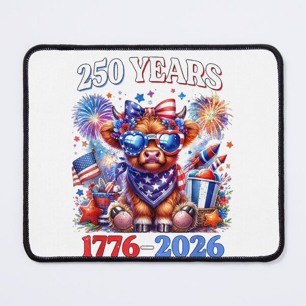 Item preview, 250 Years 1776-2026 Highland Cow Patriotic American Independence Day designed and sold by GrumpySableye.