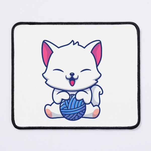 Item preview, Cute White Cat Playing with Yarn Ball designed and sold by cbarilnb.
