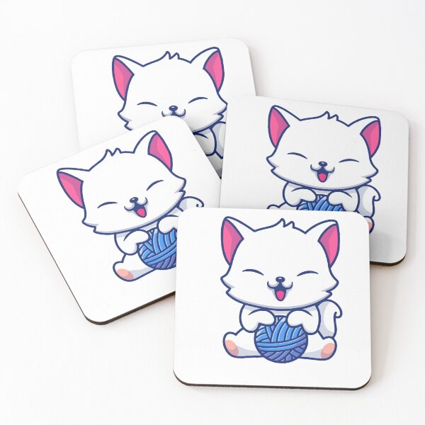 Item preview, Cute White Cat Playing with Yarn Ball designed and sold by cbarilnb.