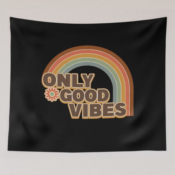 Item preview, Only Good Vibes Retro Vintage Rainbow Stripe  designed and sold by AgataMRCH.