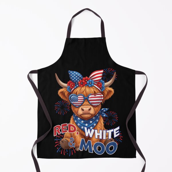 Item preview, Red, White & Moo Patriotic Highland Cow American 4th Of July designed and sold by GrumpySableye.