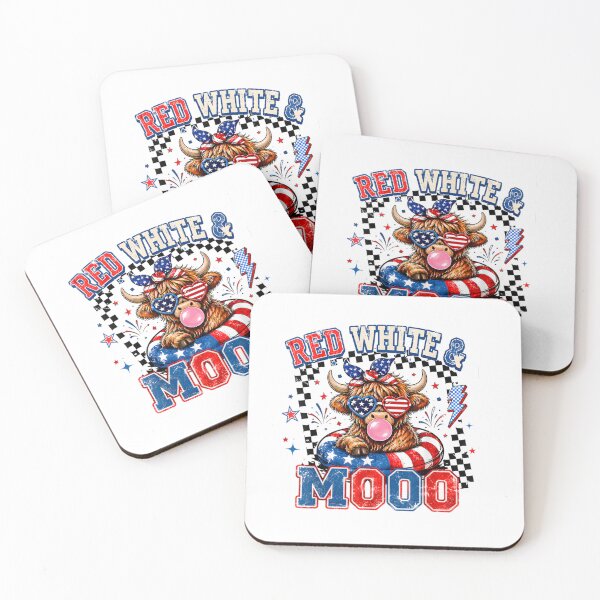 Item preview, Red White & Mooo Highland Cow American Patriot Fourth Of July designed and sold by GrumpySableye.
