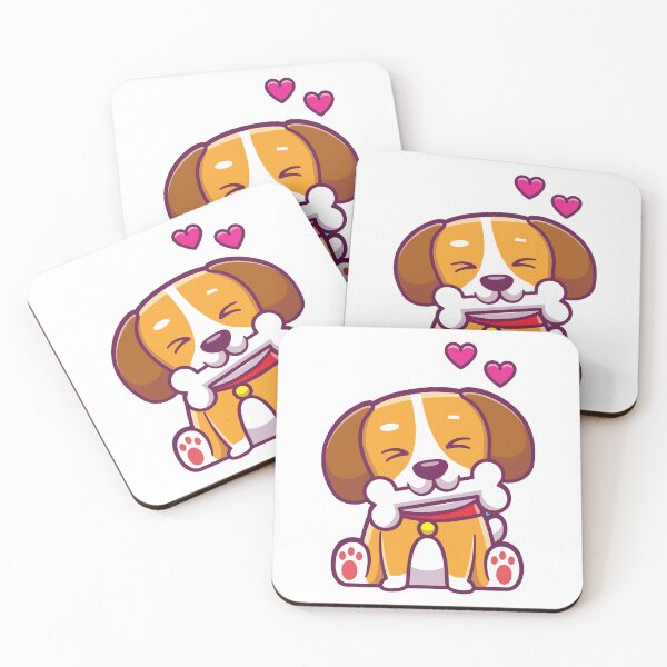 Item preview, Cute Cartoon Beagle Puppy Biting a Bone with Hearts designed and sold by cbarilnb.