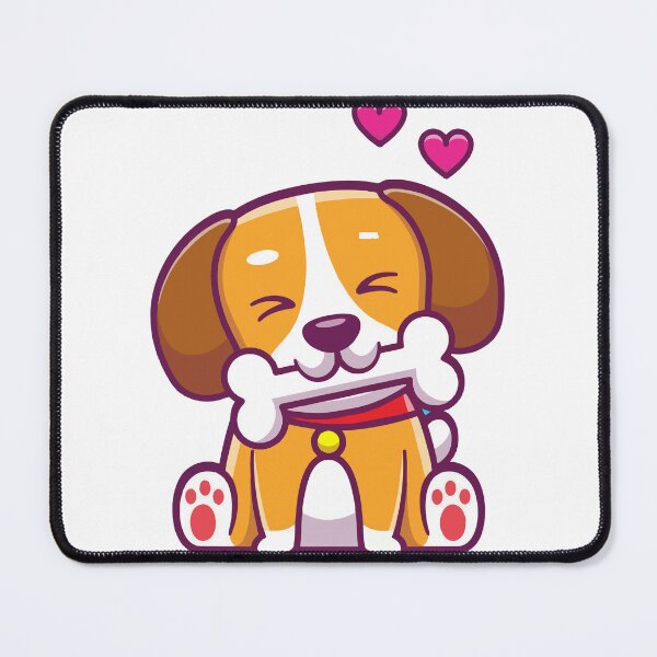 Item preview, Cute Cartoon Beagle Puppy Biting a Bone with Hearts designed and sold by cbarilnb.