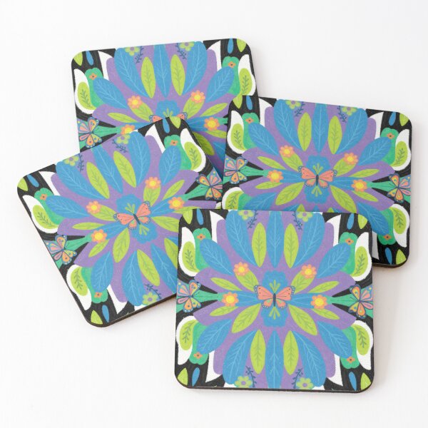 Artikelvorschau, Botanical Mandala Butterflies Floral Folk Art Print entworfen und verkauft von Fariks.